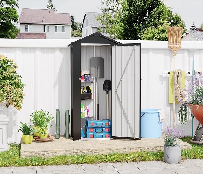 2.5x1.4 FT Outdoor Storage Shed, Small Metal Garden Shed by BNSPLY