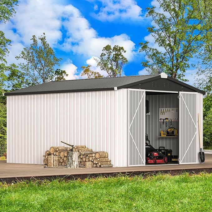 U-MAX 10x14 Shed, 14x10 Metal Outdoor Storage Shed, Large Outside Storage by U-MAX