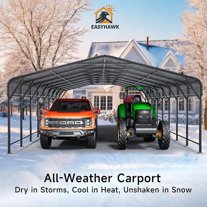 20x40 FT Metal Carport, Enhanced Base and Steel Roof - Image 6