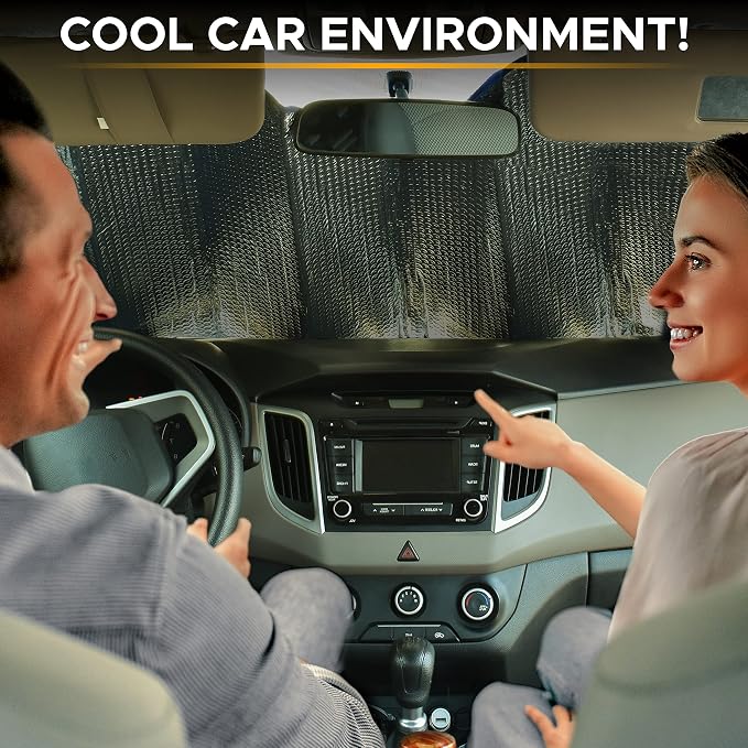 EcoNour Accordion Car Windshield Sun Shade | Reflective Car Window Shades - Image 2