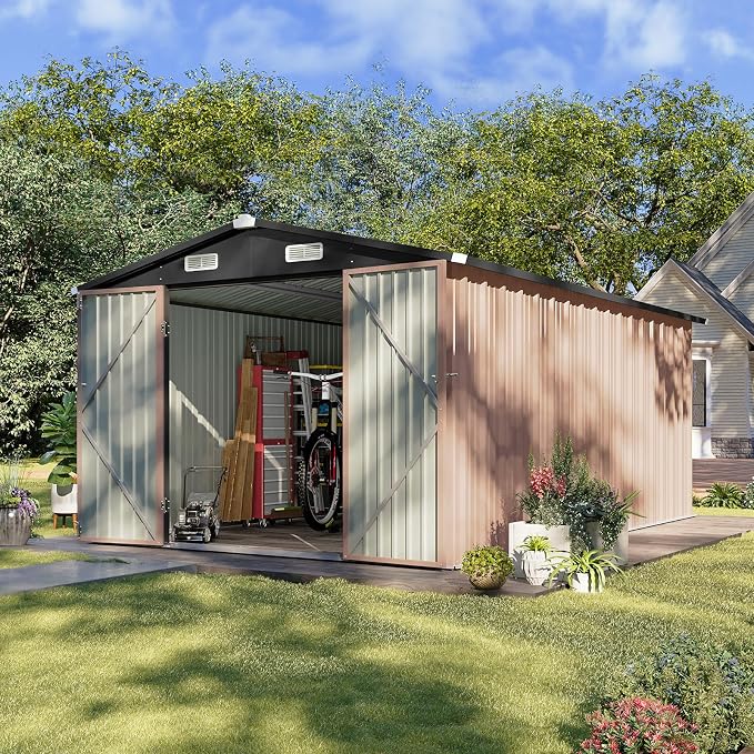 Aoxun 8x12 FT Outdoor Storage Shed Large Shed Steel Utility Tool Shed Storage by Aoxun
