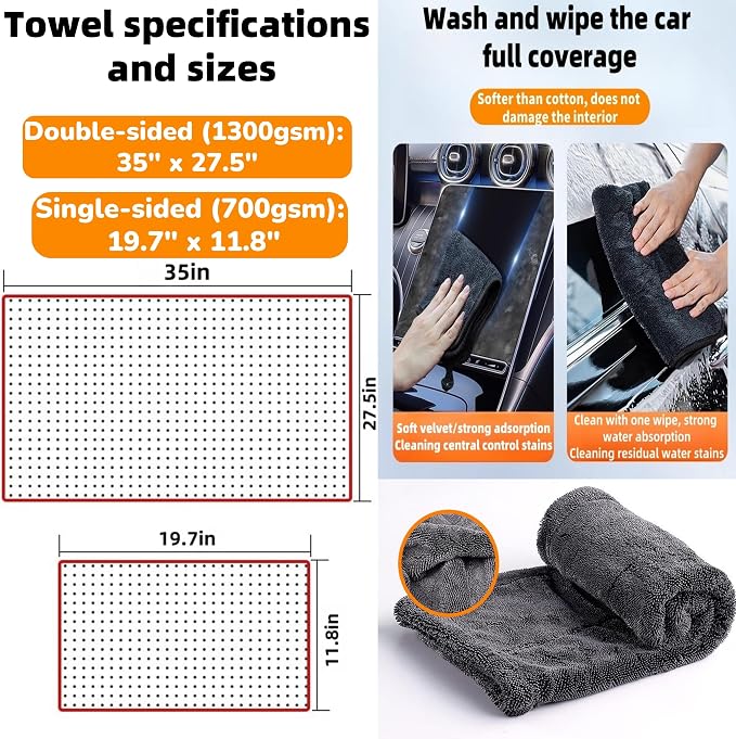 Microfiber Towels for Cars 2-Pack, 1300 GSM Ultra-Soft Microfiber, No Streaks - Image 6