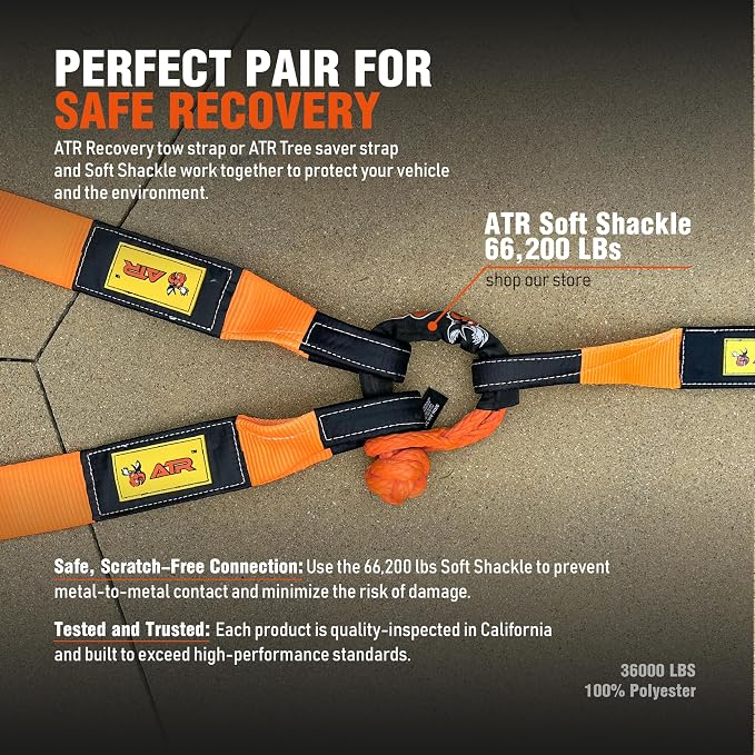 ATR Recovery Tow Strap 3.5" x 20ft – 36, 000 lbs Break Strength, Heavy Duty - Image 7