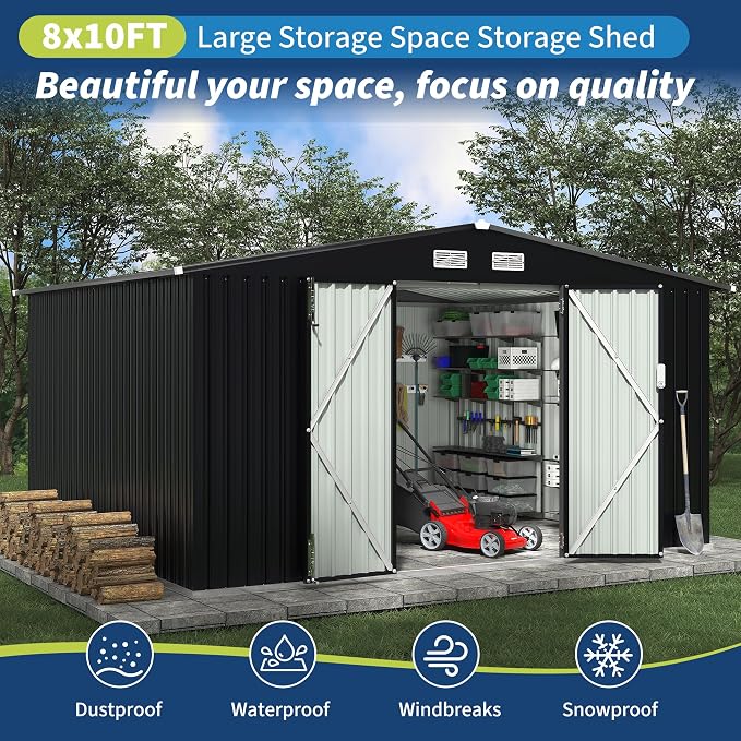 8x10 FT Metal Storage Sheds Outdoor - Image 7