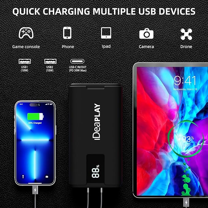 IDEAPLAY J10 Jump Starter, 2000A 12V Car Battery Jump Starter Portable - Image 3