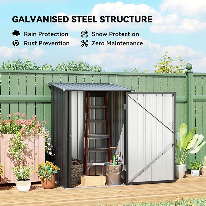Outsunny 3.3' x 3.4' Outdoor Storage Shed, Metal Garden Tool House - Image 3