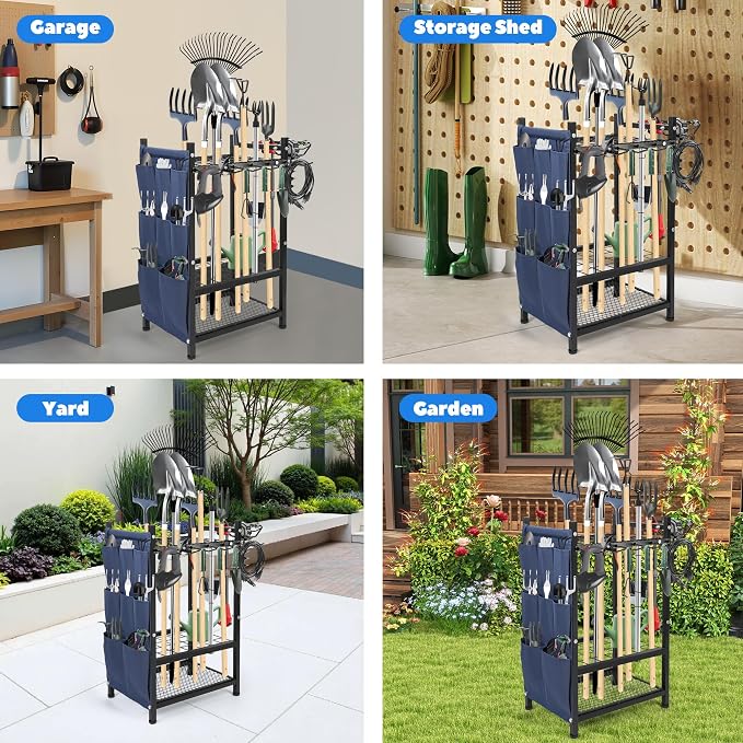 Garden Tool Rack Freestanding, Heavy Duty Garden Tool Organizer, 3-tier Tool - Image 8