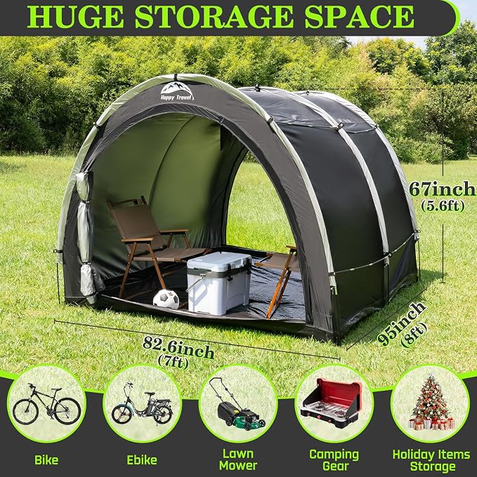Happy Travel Bike Storage Tent Shed, Outdoor Waterproof Bicycle Covers Shelter - Image 4