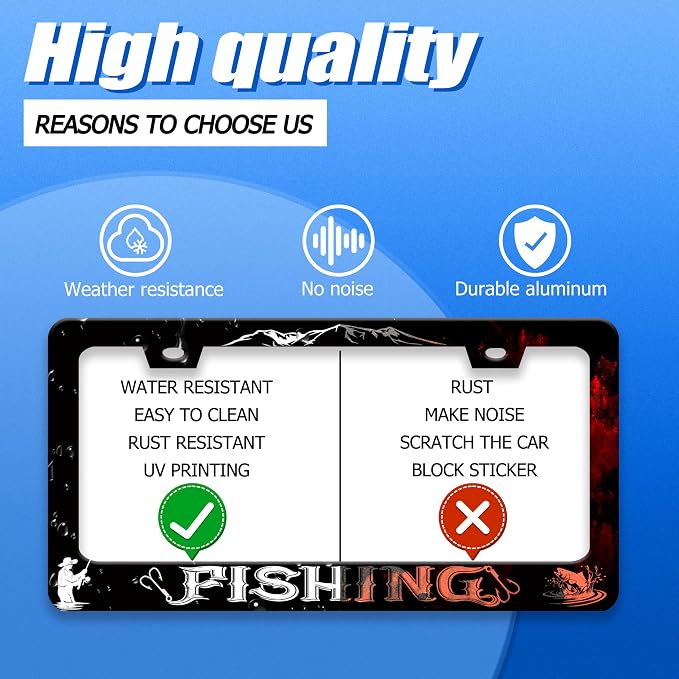 Fishing License Plate Frame Personalised License Plate Stainless Steel Funny - Image 4
