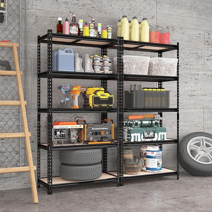 3 Pack 5 Tier Garage Shelving Unit, Adjustable Garage Storage Utility Rack - Image 2