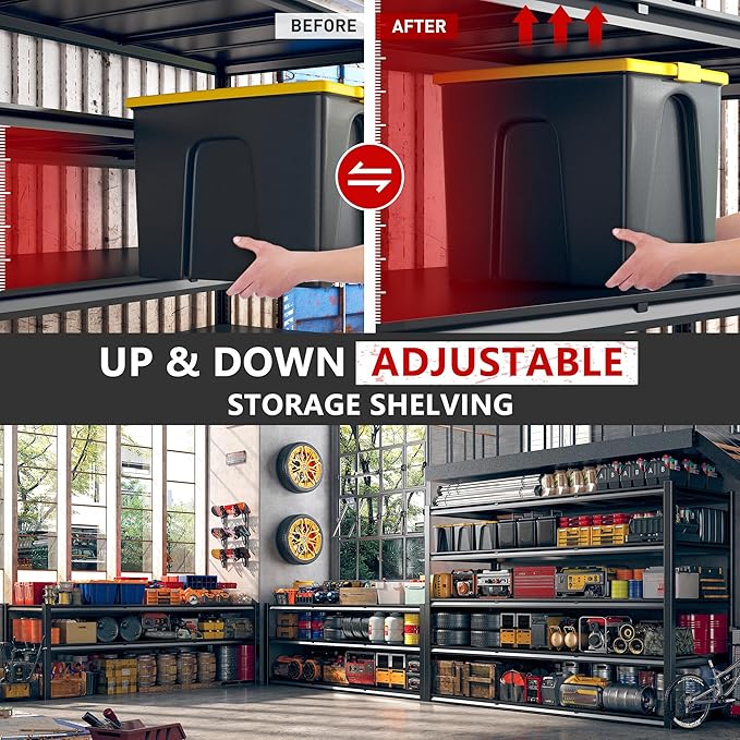 REIBII 60" W Garage Shelving 3000LBS Garage Shelving Heavy Duty Storage Shelves - Image 5