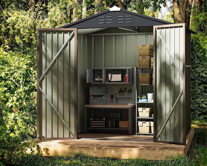 Greesum Outdoor Storage Shed 6 x 4 ft. Utility Tool Shed Metal Storage Garden - Image 3