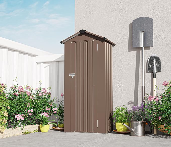 2.5x1.4 FT Outdoor Storage Shed, Small Metal Garden Shed - Image 2