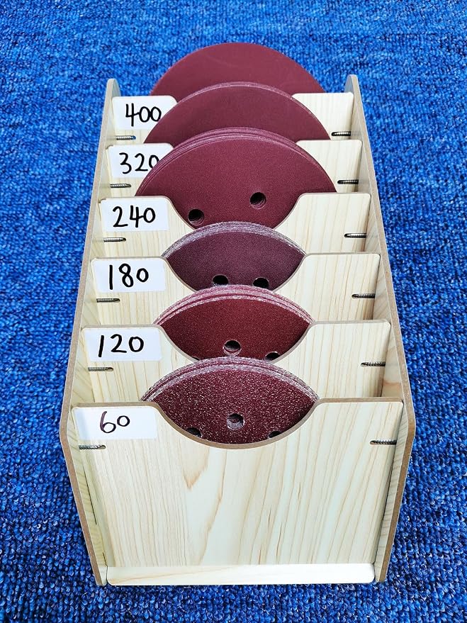6-Tier Hanging Wooden Sandpaper Storage Holder, Sandpaper Organizer - Image 5