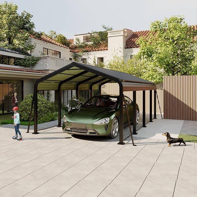 12x20 FT Metal Carport, Heavy Duty Car Port Canopy - Image 8