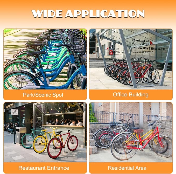 10-Bike Floor Bike Rack, 60” Dual-Sided Freestanding Steel Bike Stand - Image 9