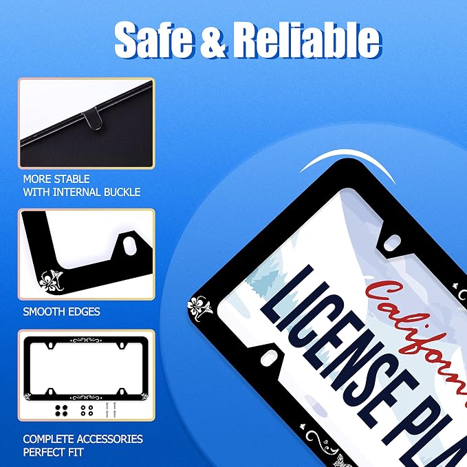 Butterfly Hibiscus License Plate Frame License Plate Stainless Steel Parts - Image 2