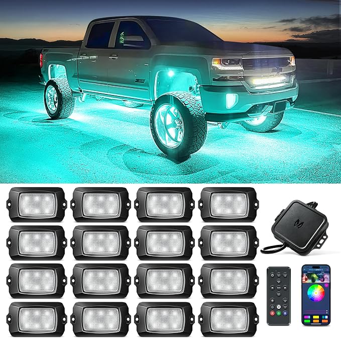 MICTUNING Q1 RGBW Rock Lights, 16 Pods Pure Color Underglow Neon Multicolor - Image 8