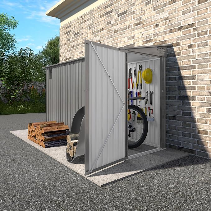 4 * 9.2 FT Outdoor Storage Shed, Galvanized Steel Garden Shed by Vigohuseeo