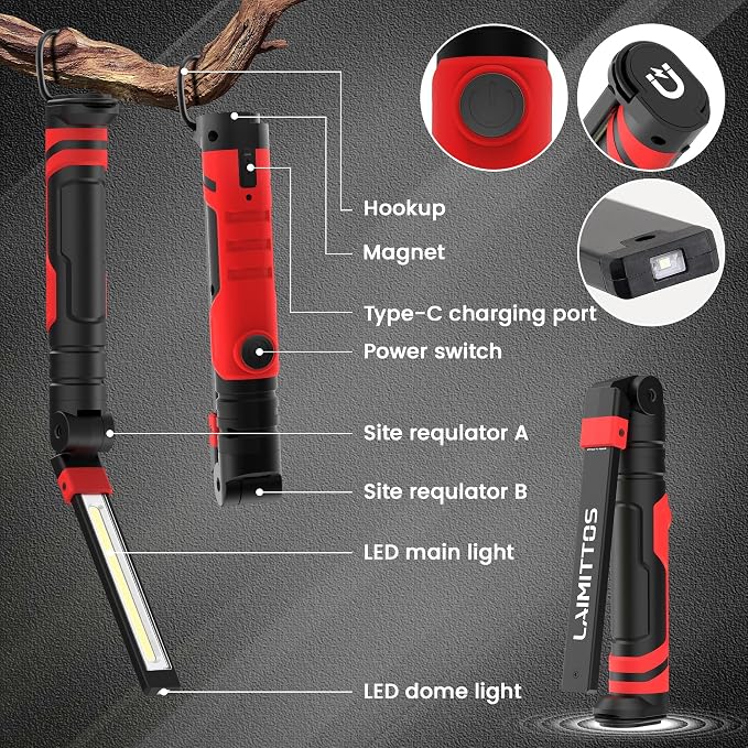 Rechargeable LED Work Light, Magnetic Flashlight Mechanic Light Tool Gifts - Image 7