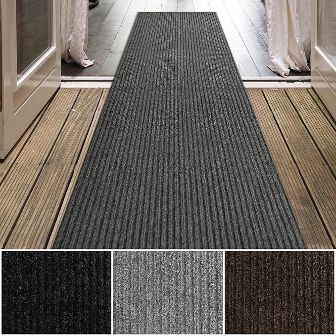 iCustomRug Spartan Weather Warrior Indoor/Outdoor Utility Ribbed Carpet Runner by iCustomRug