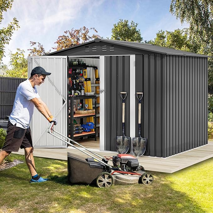 DWVO 8x6FT Outdoor Storage Shelter, Roomy Steel Tool Shed - Image 3