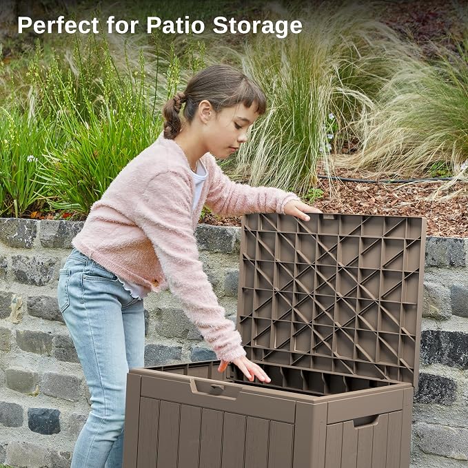 EAST OAK Outdoor Storage Box, 31 Gallon Deck Box, Waterproof Resin Storage Bin - Image 7