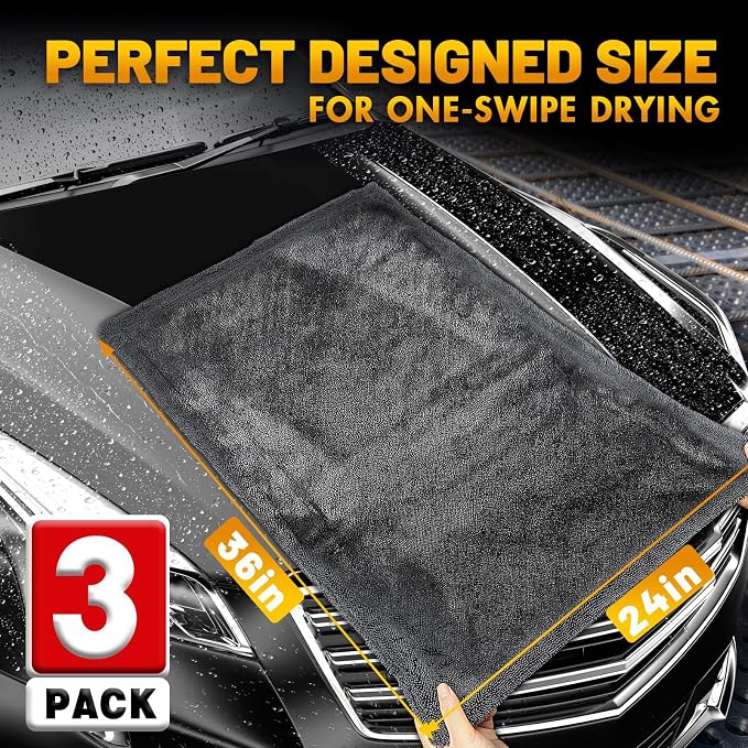Microfiber Towels for Cars, 3 Pack Dual Sided Drying Towels Car Detailing， - Image 3