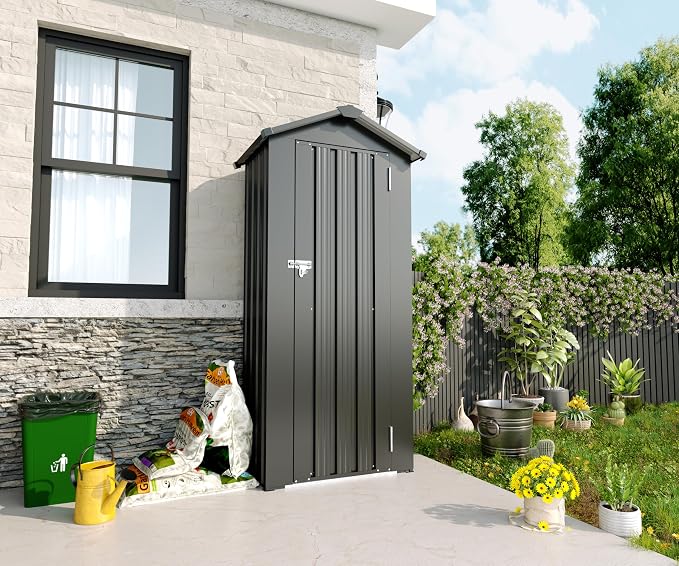 2.5x1.4 FT Outdoor Storage Shed, Small Metal Garden Shed - Image 2