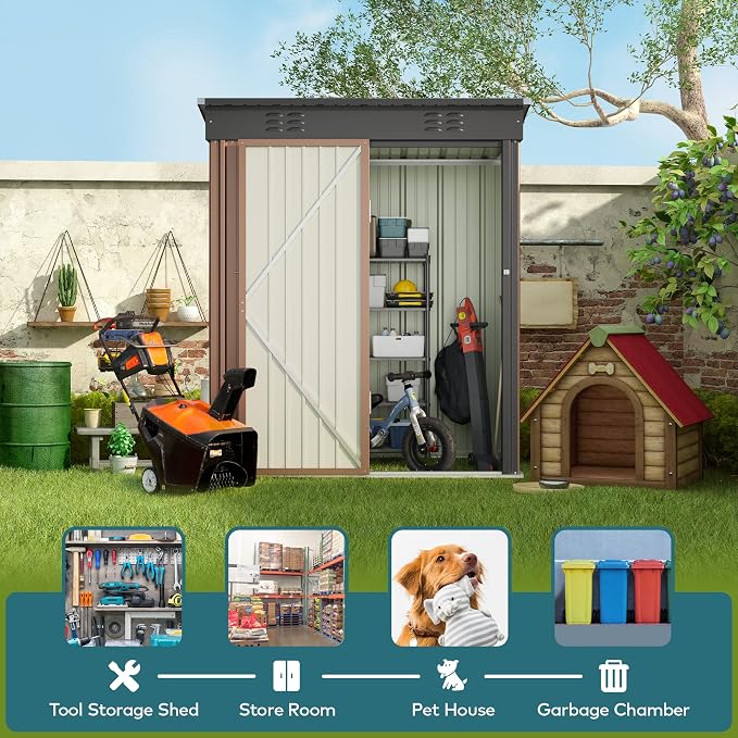 Gizoon 5' x 3' Outdoor Storage Shed - Image 5