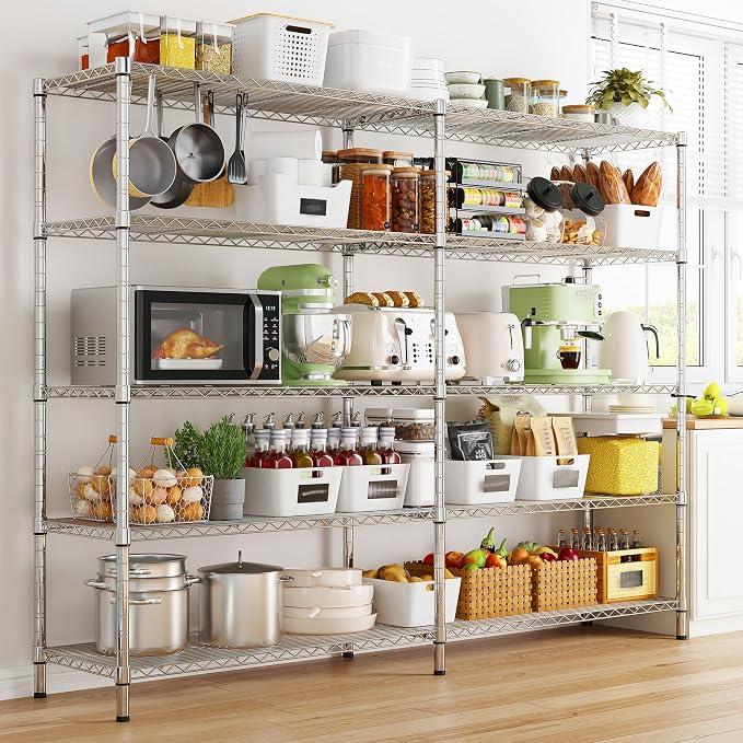 REIBII 58" W 5 Tier Heavy Duty Wire Shelving Unit - 1400LB Metal - Image 5