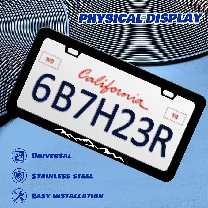 Black White Mountains License Plate Frame Mountain License Plate Frames - Image 3