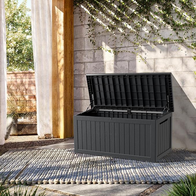 200 Gallon Lockable Resin Deck Box, Waterproof & UV-Resistant Outdoor Storage - Image 3