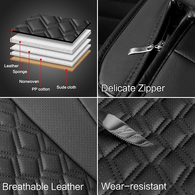 Pariitadin Leather Car Seat Covers Front Pair, Waterproof Breathable Faux - Image 6