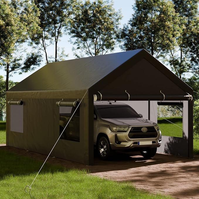 Shintenchi Carport 10' x 20' Heavy Duty Portable Garage, Carport Canopy - Image 2