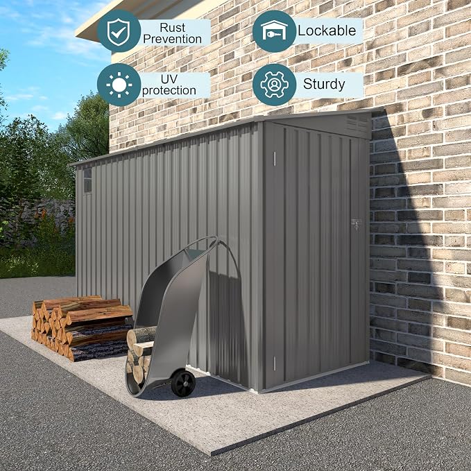 4 * 9.2 FT Outdoor Storage Shed, Galvanized Steel Garden Shed - Image 4