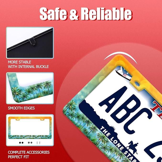 Palm Tree License Plate Frame Tropical Hawaii License Plate Frames Funny Auto - Image 2