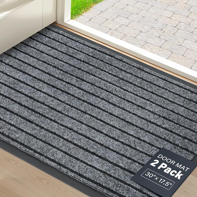 LotFancy 30" x 17" Set of 2 Front Door Mat - Image 3
