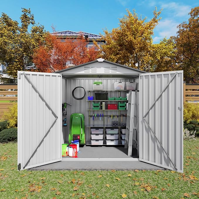 6 x 4 FT Outdoor Storage Metal Shed, Bike Garden Tool Shed - Image 5