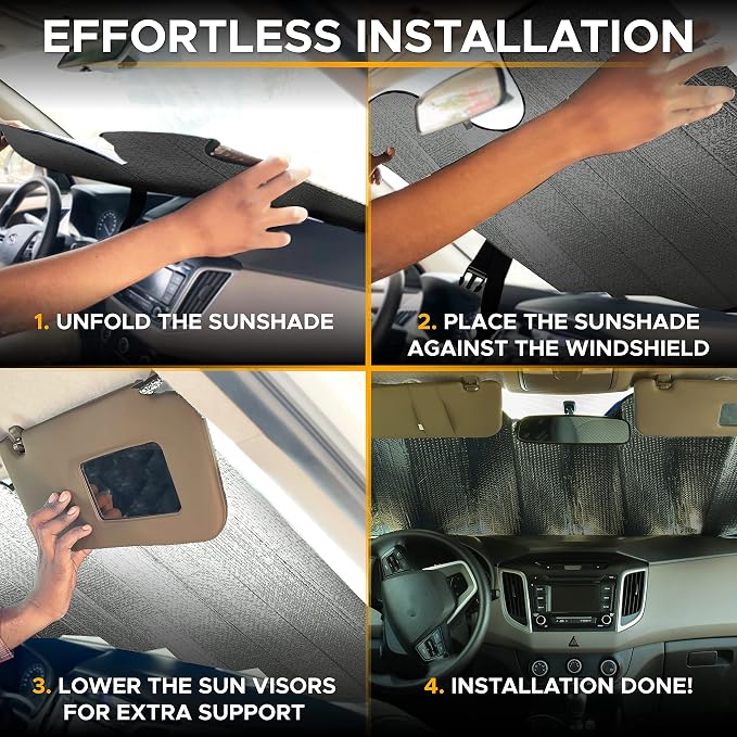 EcoNour Accordion Car Windshield Sun Shade | Foldable Car Window Shades - Image 7
