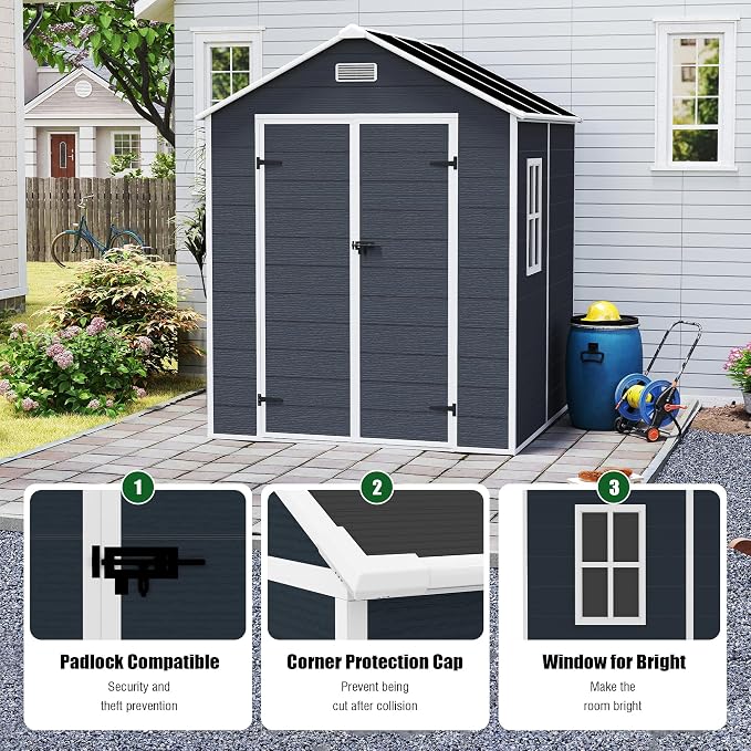 MyVoice 6x6 FT Outdoor Resin Storage Shed - Image 2