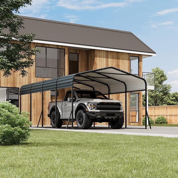 12 x 20 FT Metal Carport with Galvanized Steel Roof, Heavy Duty Metal Roof by RELJOFUM
