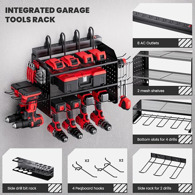 TRZZ Power Tool Organizer Wall Mount, 3-Layer Charging Station - Image 3