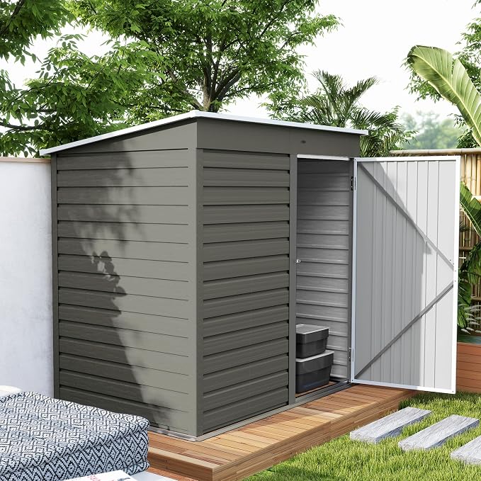 Outsunny 6' x 4' Outdoor Storage Shed, Metal Garden Tool Shed - Image 8