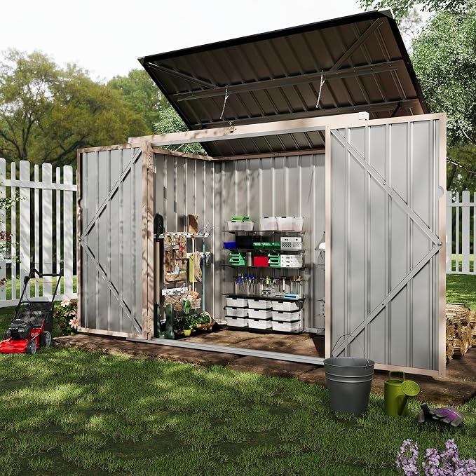 3x6 FT Garbage Bin Shed Stores, Outdoor Trash Can Storage 2 Binsgarbage Bin by GarveeLife