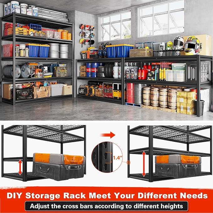 REIBII 78" H Garage Shelving Heavy Duty Load 3000LBS, Adjustable Storage Shelves - Image 8