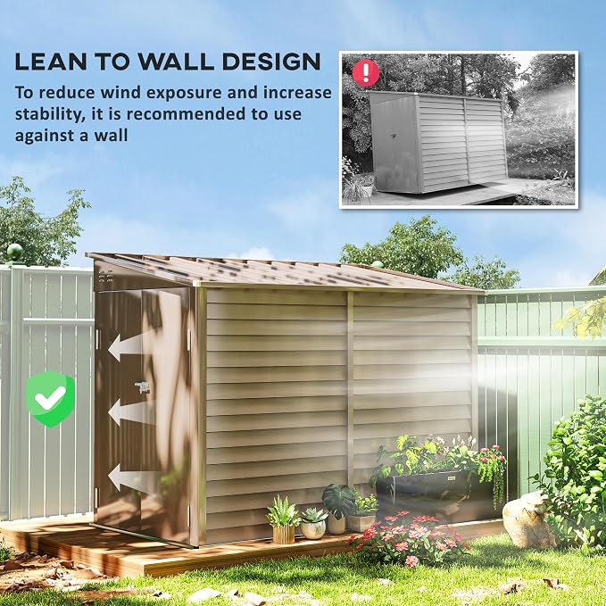 Outsunny 4.6' x 9' Steel Outdoor Storage Shed, Lean to Shed, Metal Tool House - Image 3