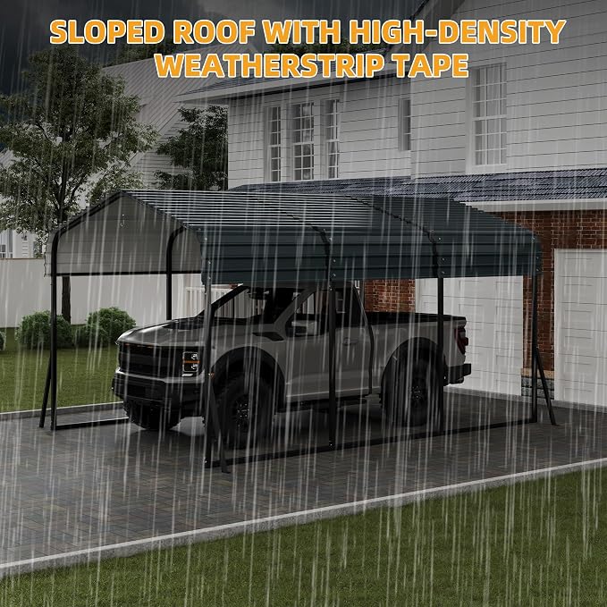 10 x 15 FT Metal Carport with Galvanized Steel Roof, Heavy Duty Metal Roof - Image 7