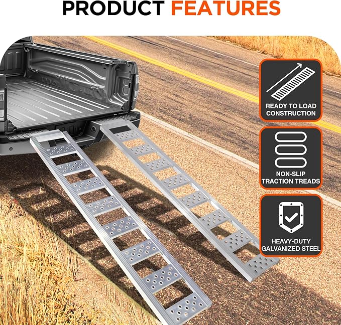 Rockland Straight Aluminum Loading Ramp, 1250 LBS Loading Capacity, Portable - Image 5