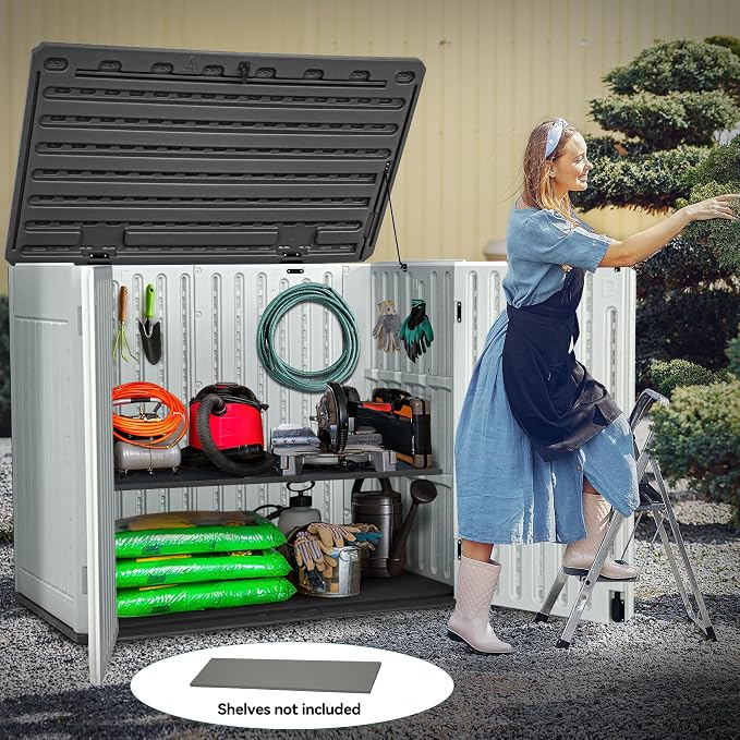 YITAHOME Extra Large Outdoor Horizontal Storage Shed, 4.5x4ft Resin Tool Sheds - Image 2